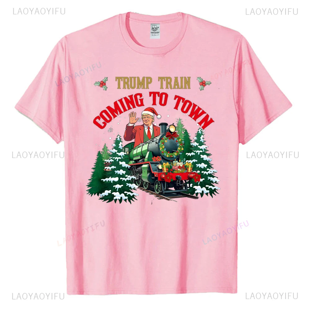 Трамп Поезд Coming To Town I'll Be Home for Christmas Женская футболка с принтом Trump Won Make America Great