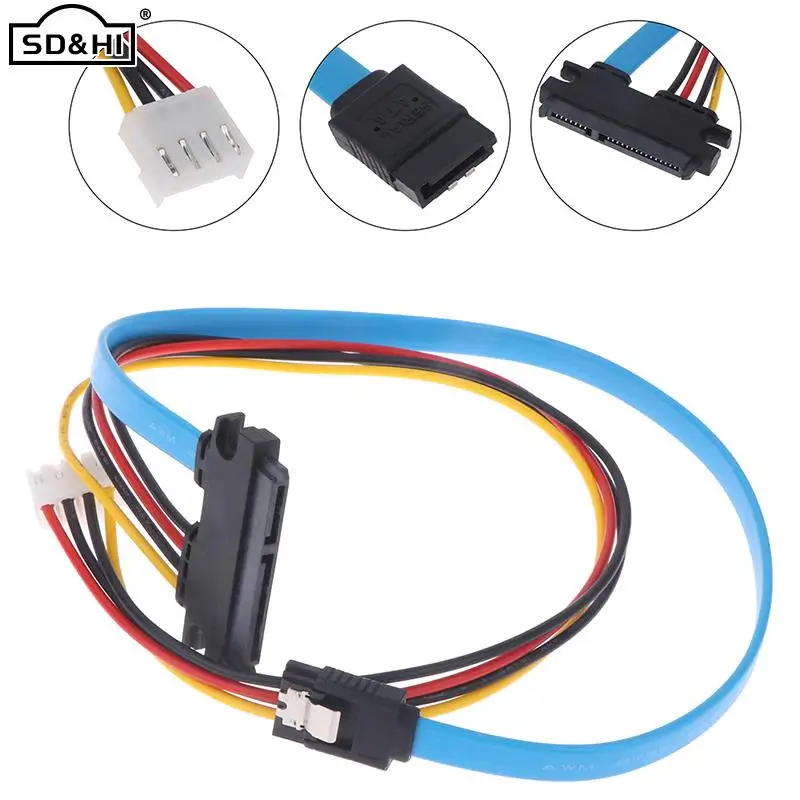

1PC Hard Drive Data Power Supply Integrated Cable Small 4Pin Female SATA 3.0 Male To SATA 22Pin(7+15Pin) Data Power Cable 40cm