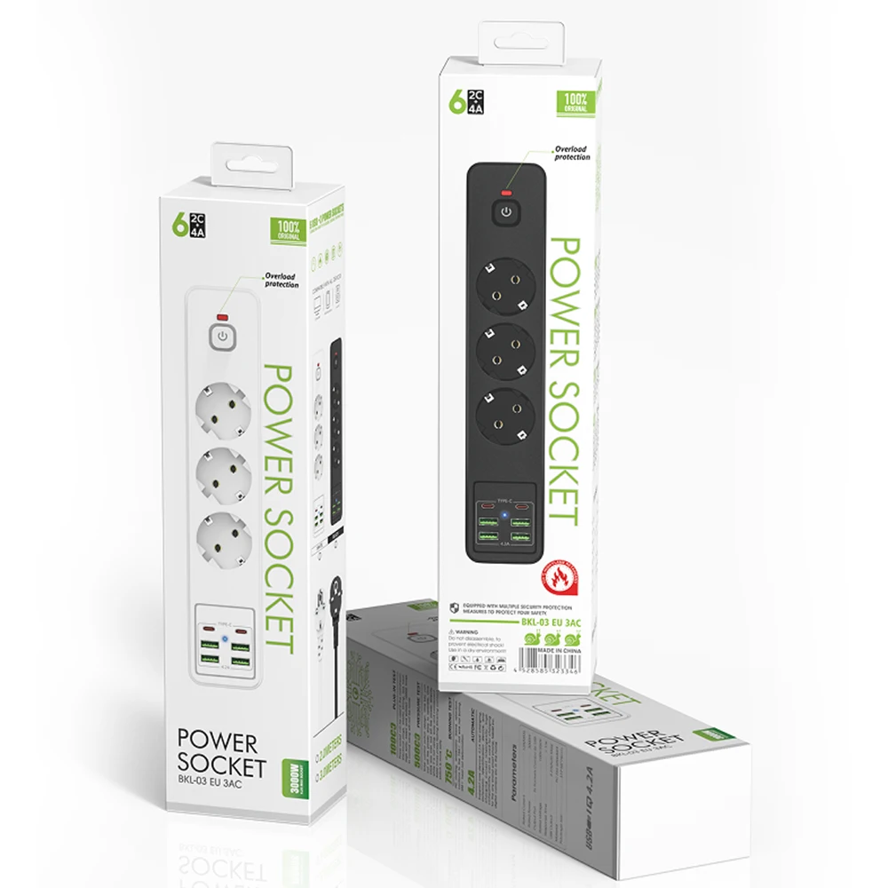 3000 Вт штепсельная вилка европейского стандарта usb-лента с защитой от перегрузки