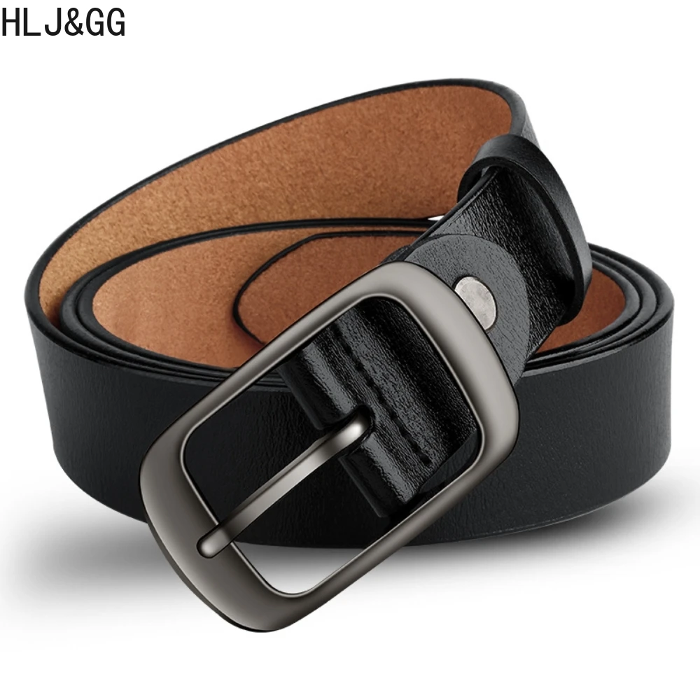 HLJ&GG Classic Solid Color Belts for Man High Quality Pin Buckle Man's Belt Simplicity Male Split Leather Jeans Pants Waistband