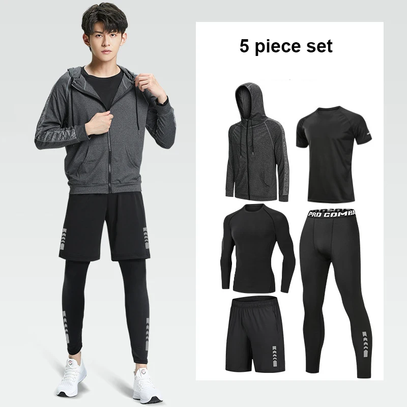 

Running Set Clothing Men Sports Suit Sportswear Training Fitness Shorts Gym Long Sleeve Cycling Jersey Man Tights Tracksuit Kits