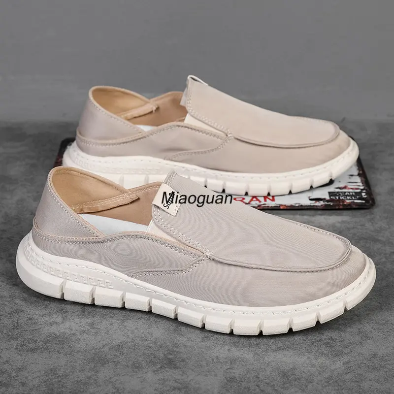 Кроссовки мужские с круглым носком лоферы Вулканизированная подошва без