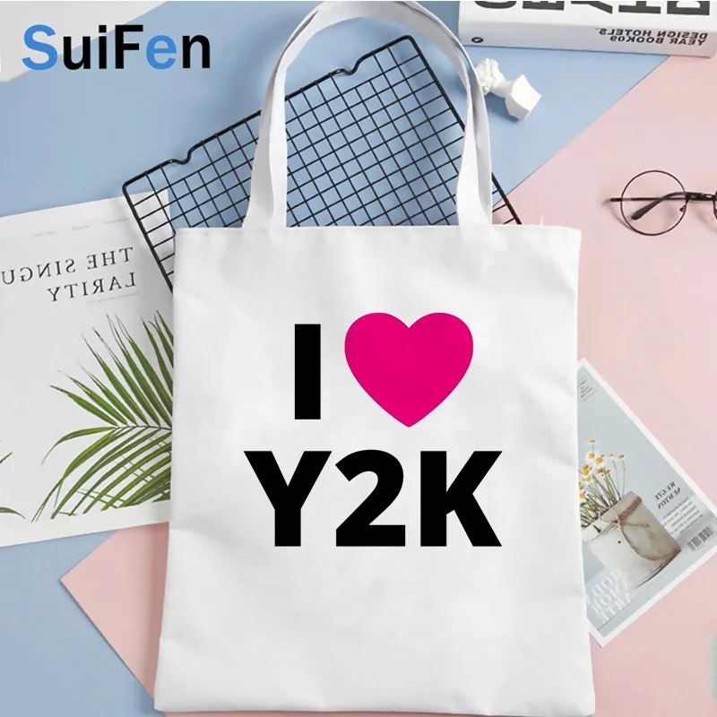 

Рубашки i heart y2k, сумка для покупок, Женская холщовая Хлопковая Сумка-тоут, сетчатая тканая сумка
