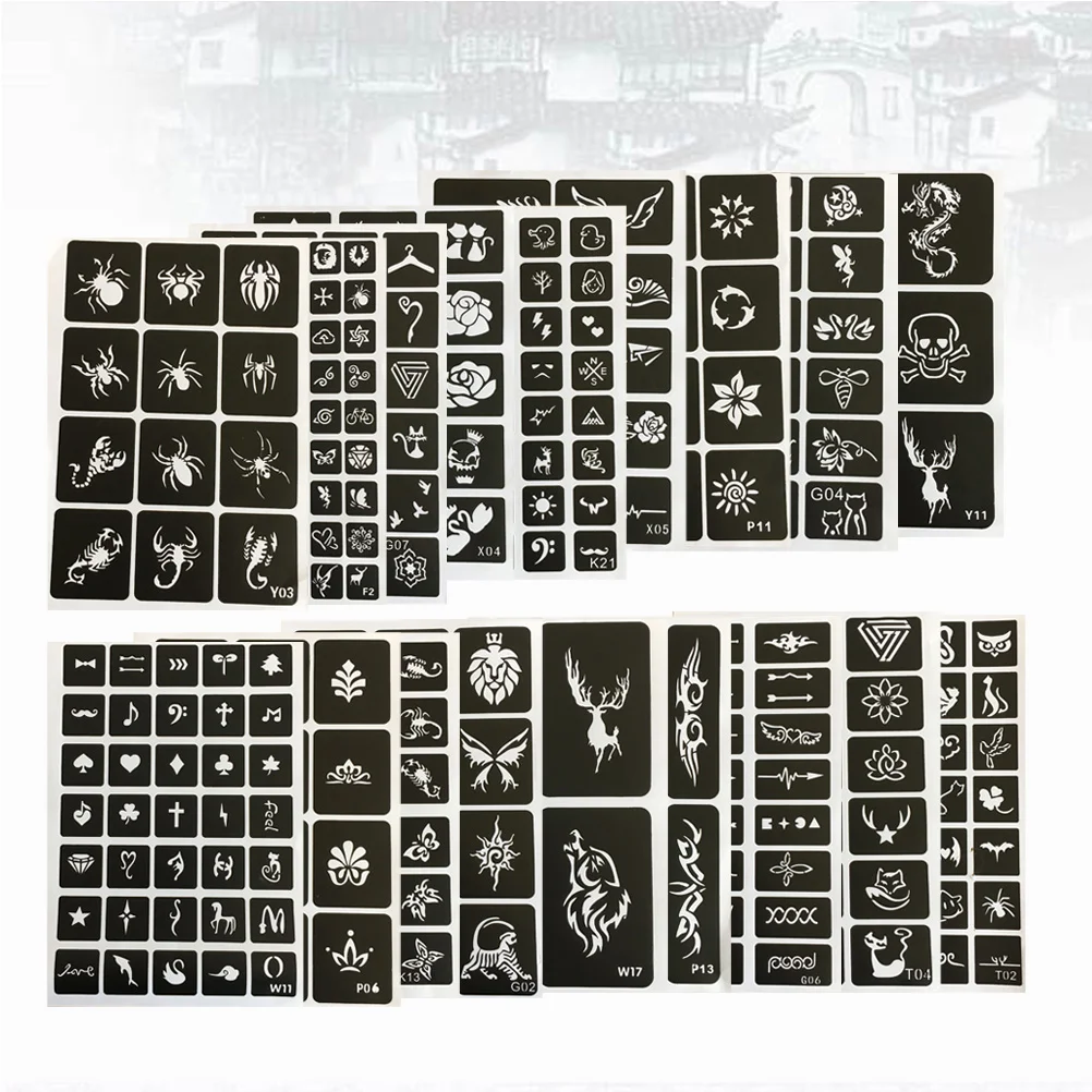 

Трафареты, наклейка на корпус, s, Stencilreal комплект хны, шаблон, набор, декоративные