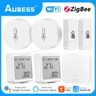 Датчик температуры и влажности Aubess Tuya ZigBeeWi-Fi, комнатный термометр для Alexa Google Home Assistant Smart Life, пять стилей