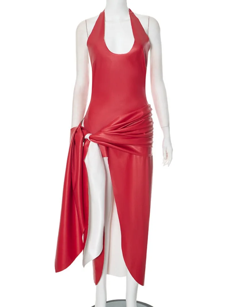 2025 шикарное сексуальное облегающее платье из искусственной кожи для ночного