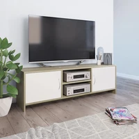 white tv cabinet and sonoma oak agglomerated 120x30x375 cm