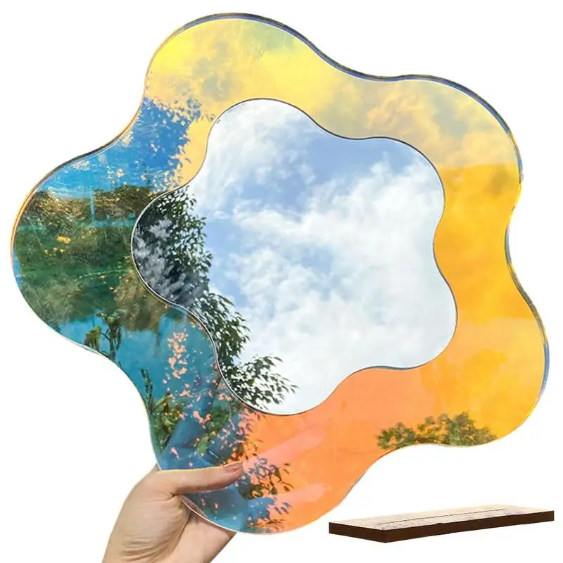 

Irregular Flower Aesthetic Vanity Mirror Acrylic Home Decoration Mirror Living Room Bedroom Bathroom Entryway Wall Decor
