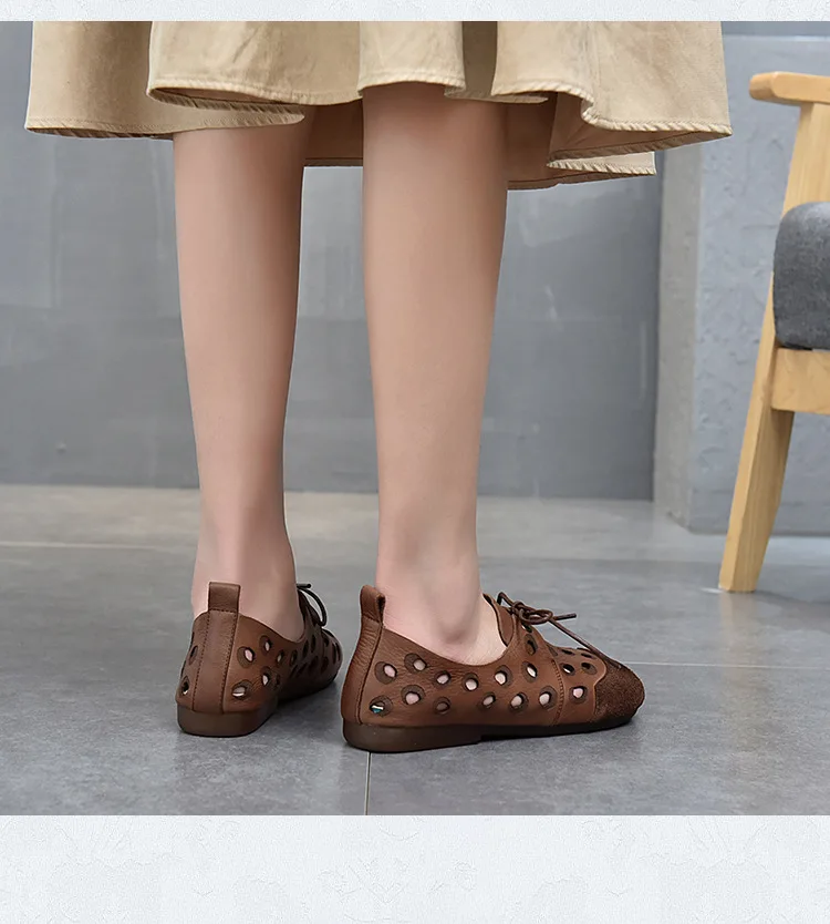 Туфли женские кожаные ручной работы мягкая обувь на плоской подошве туфли-туфли