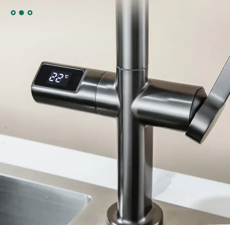 Кухонные смесители из латуни умный цифровой датчик температуры выдвижной носик