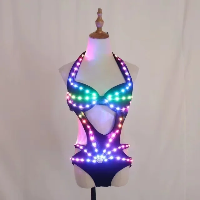 

Full Color Pixel LED Lights Jacket Coat Jazz Bar Ds New Sexy Suit Bikini Nightclub Lead Dancer Group Dance Costume
