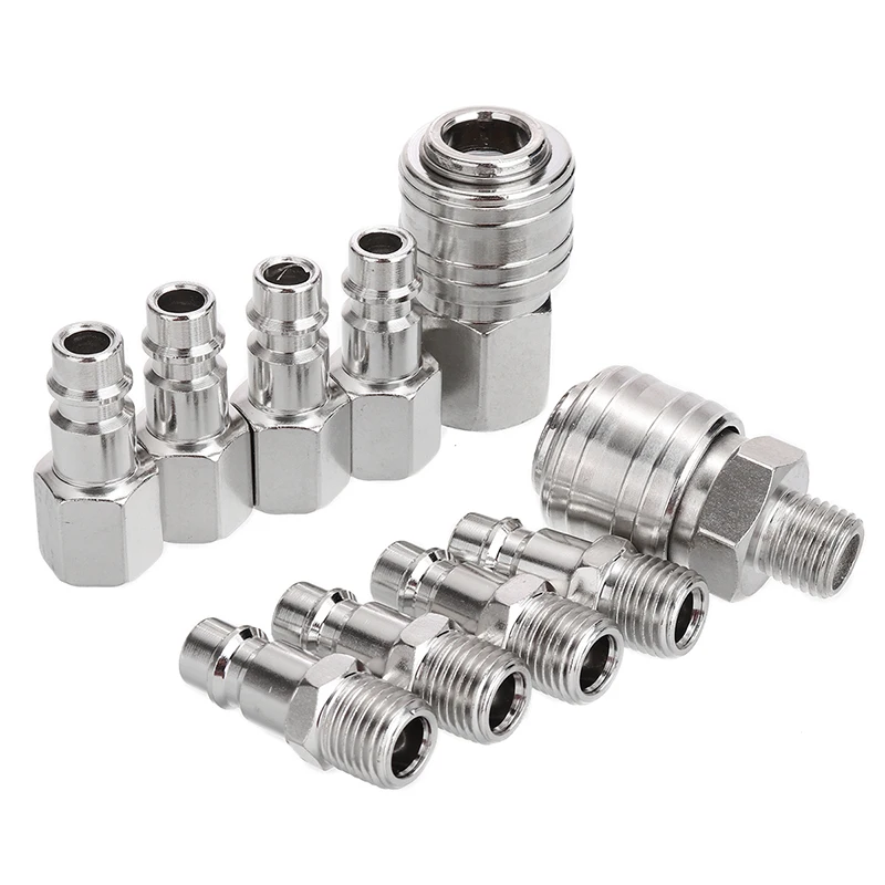 

10pcs/set Quick Couplings BSP Air Line Fitting Euro 1/4"Air Line Fitting Hose Compressor Fitting Connector For Pneumatic Tools