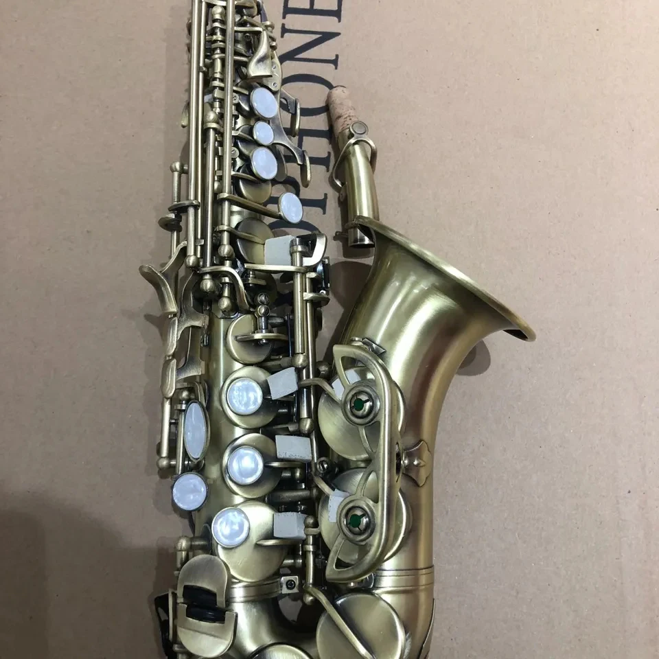 

Retro 875EX B-flat professional curved soprano saxophone antique brushed craftsmanship deep carved SAX musical instrument