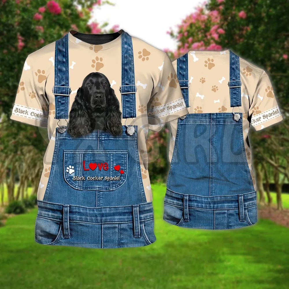 

Summer Fashion Men t shirt Love Black Cocker Spaniel Cute 3D All Over Printed T Shirts Funny Dog Tee Tops shirts Unisex Tshirt