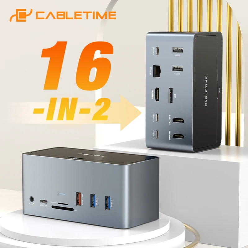 Кабель 13 в 1 мульти USB стыковочный концентратор для ноутбука Usb C концентратор Док-Станция HDMI 4K 60Hz RJ45 1000Mbps SSD корпус USB3.0 PD 100W C390