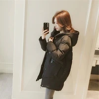 fashion hooded parka women winter female jackets solid cotton jacket coat zipper casual girl thick outerwear loose cotton padded