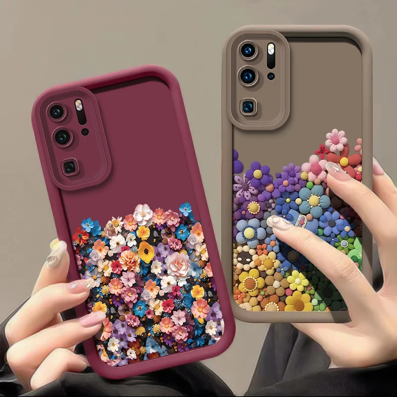 Mate30 Colorful Sunflowers Phone Case For Huawei Mate 20 30 40 Pro Silicone Camera Lens Protection Shockproof Soft Cover Funda