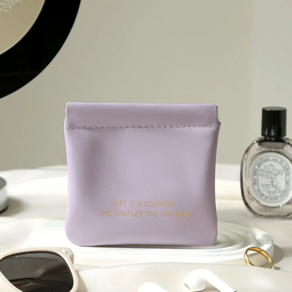 

Storage Bag Self-closing Small Item Bag Leaf Spring Bag PU Coin Purse Women Change Storage Bag Lipstick Cosmetic Bag