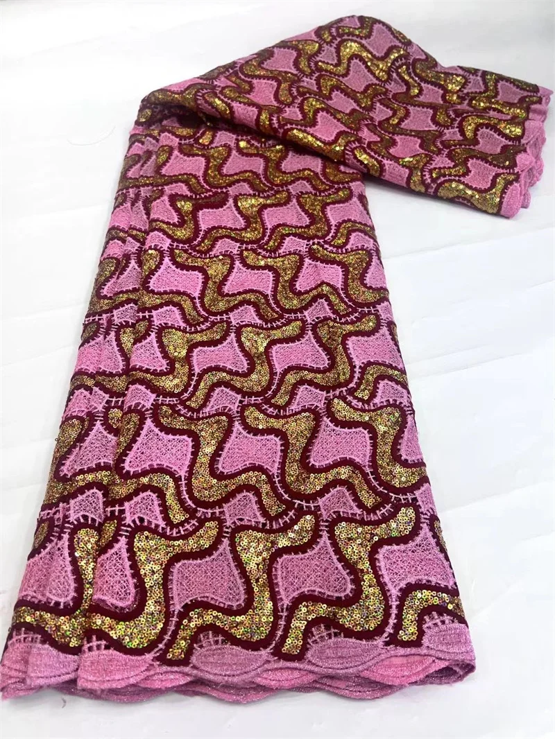 5 ярдов африканский гипюр кружевная ткань с блестками Высококачественная