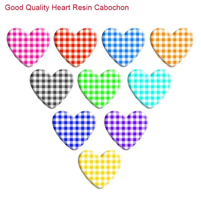 

Lattice Multicolor Love Heart Resin Cabochon Accessories DIY Earring Hair Phone Sticker Necklace R1740