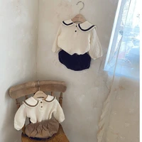 infant cotton lapel top bread pants 2 piece suit newborn casual clothing male infant coat female infant charming home clothes