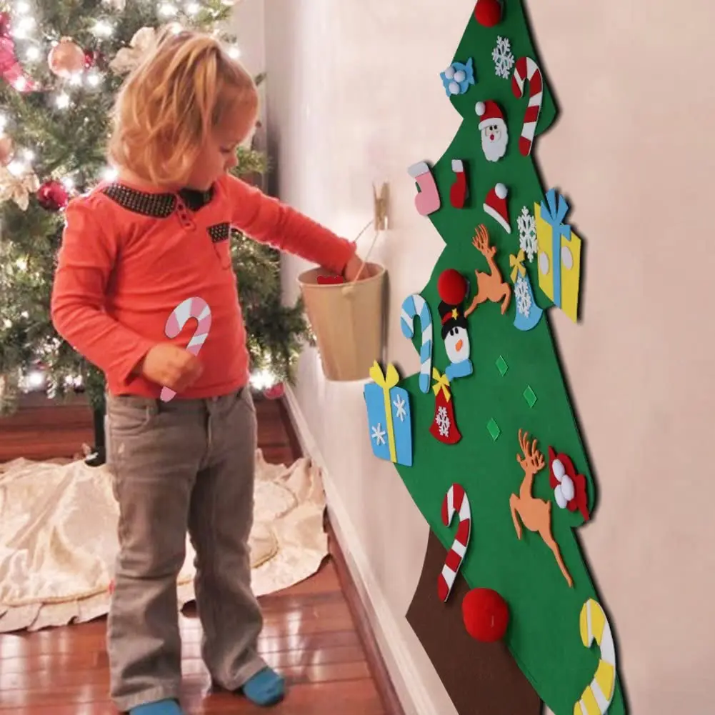 

Felt Christmas Tree Set with Led String Light DIY Christmas Tree with Detachable Ornaments for Kids Xmas Gifts Home Decoration