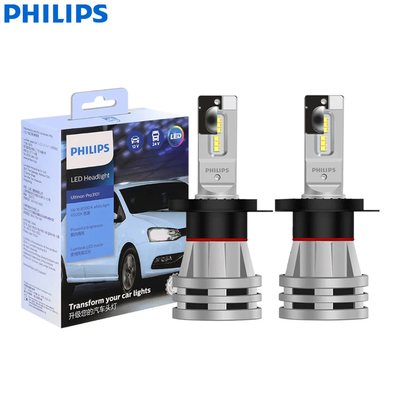 Светодиодная лампа Philips Ultinon Pro3101 H4 9003 HB2, автомобильная светодиодная фара 6000K, холодные белые лампы 12 В/24 В P43t, автомобильная фара ближнего/дальнего света 11342U3101X2, пара