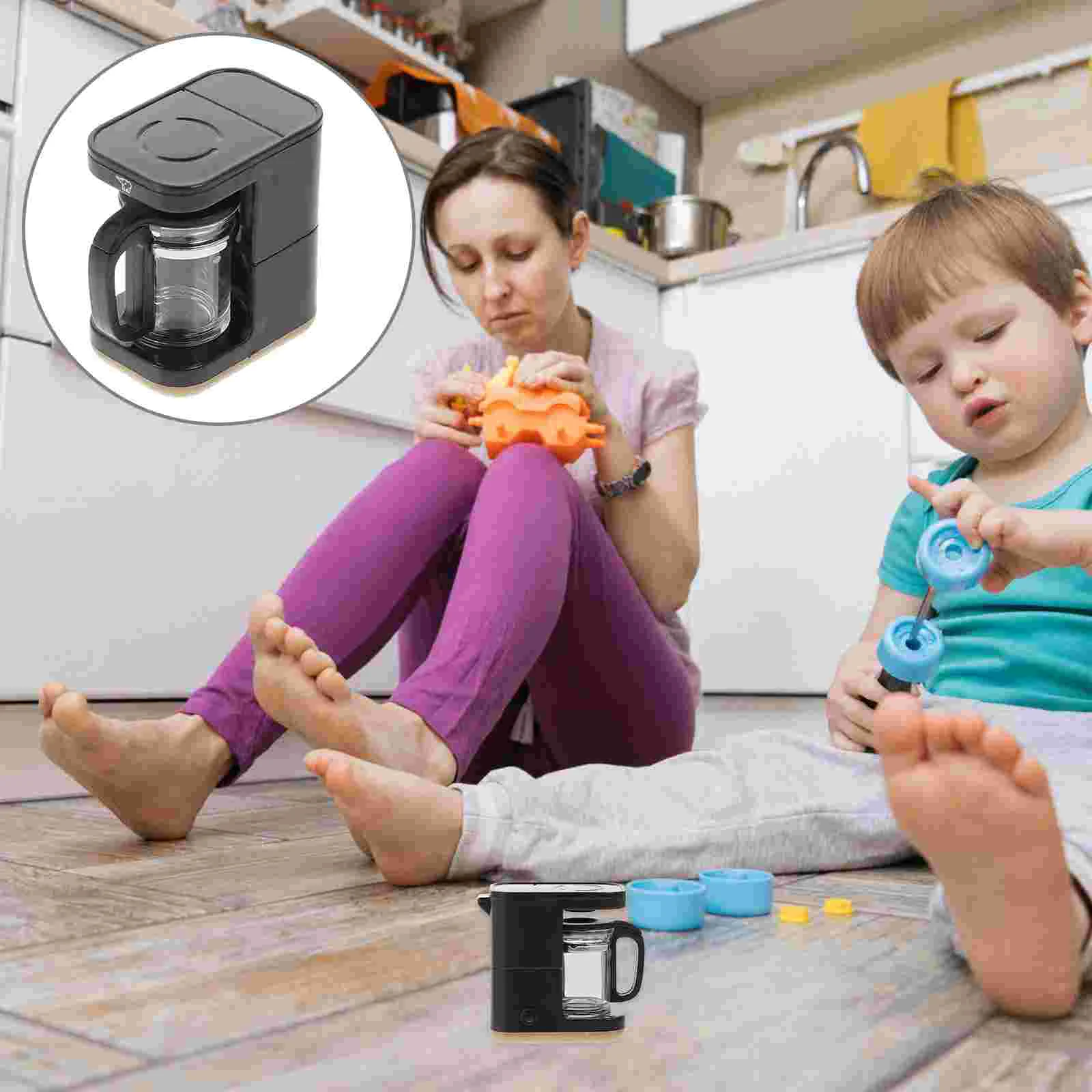 

Mini Coffee Pot Dollhouse Toys Coffee Blender 2.2x3.5cm Mini Miniature Accessory Black Abs Appliances Decor Model