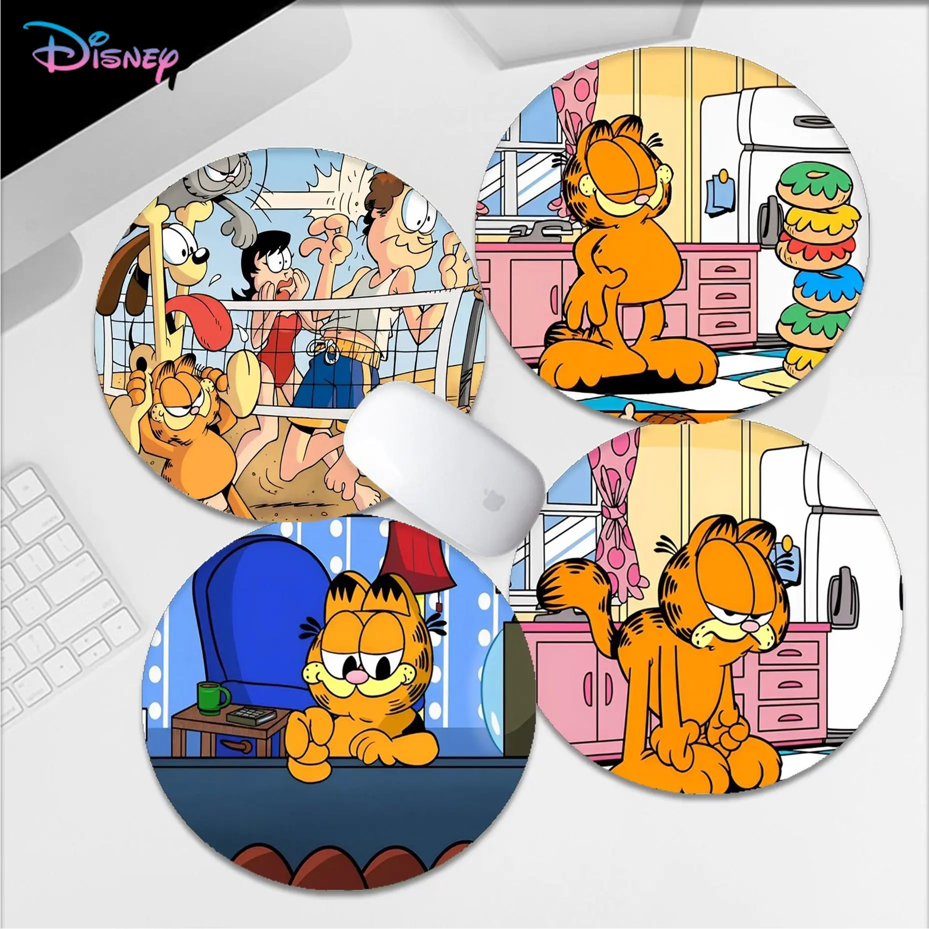 

Disney Garfield Mousepad DIY Round Thickened Mouse Pad Oversized Gaming Keyboard Table Mat Desk Set Accessories Desktop Mat