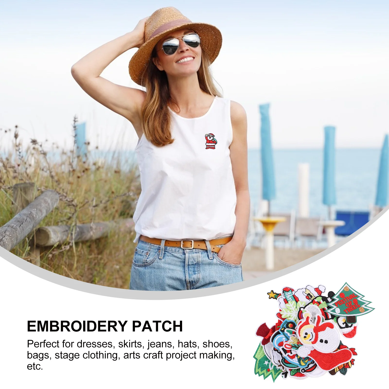 

Christmas Patchpatches Appliques Clothingapplique Iron Sew Embroidery Sewingcloth Crafts Stickers Embroidered Repair Stockings