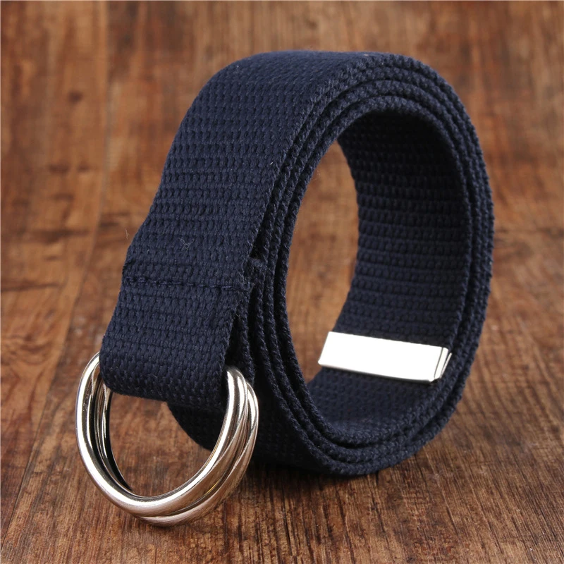 Casual Canvas Belt Wild Long Nylon Waistbands Solid Color Waist Strap Unisex Couple D Shaped Double Ring Buckle All-match DIY