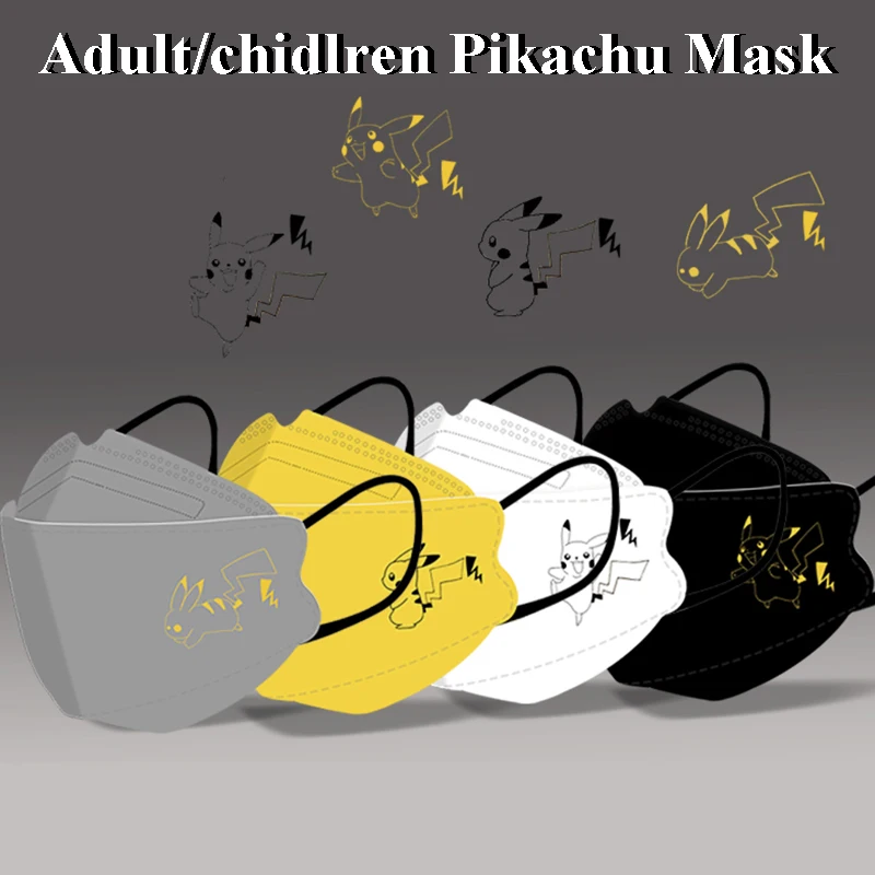 

50pcs Pikachu 4d Stereo Face Mask Pokemon Cartoon Disposable Mascarillas 4layers Protective Masque Dustproof Adult Children