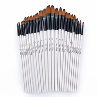 12pcs nylon hair wooden handle watercolor paint brush pen set for learning diy oil acrylic painting art paint brushes supplies