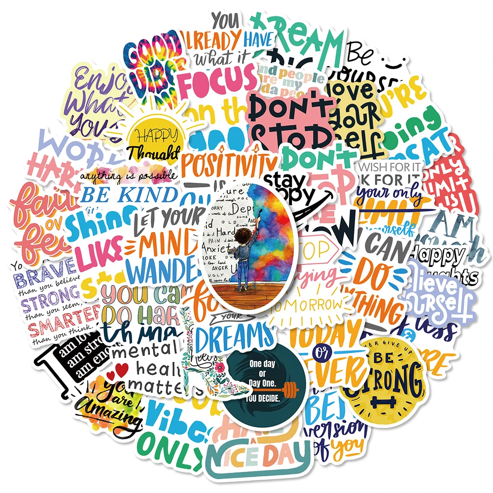 

10/30/50piece English Inspirational Text Stickers Laptop Bicycle Guitar Skateboard Kids DIY Graffiti Waterproof Decal Sticker