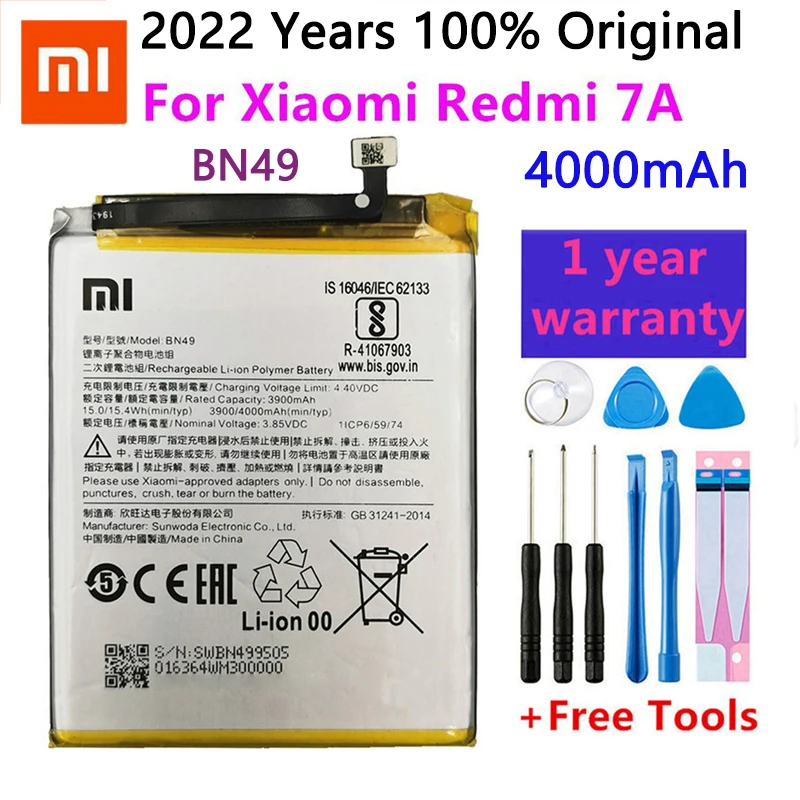 

100% Orginal Xiao mi BN49 4000mAh Battery For Xiaomi Redmi 7A Redmi7A High Quality Phone Replacement Batteries