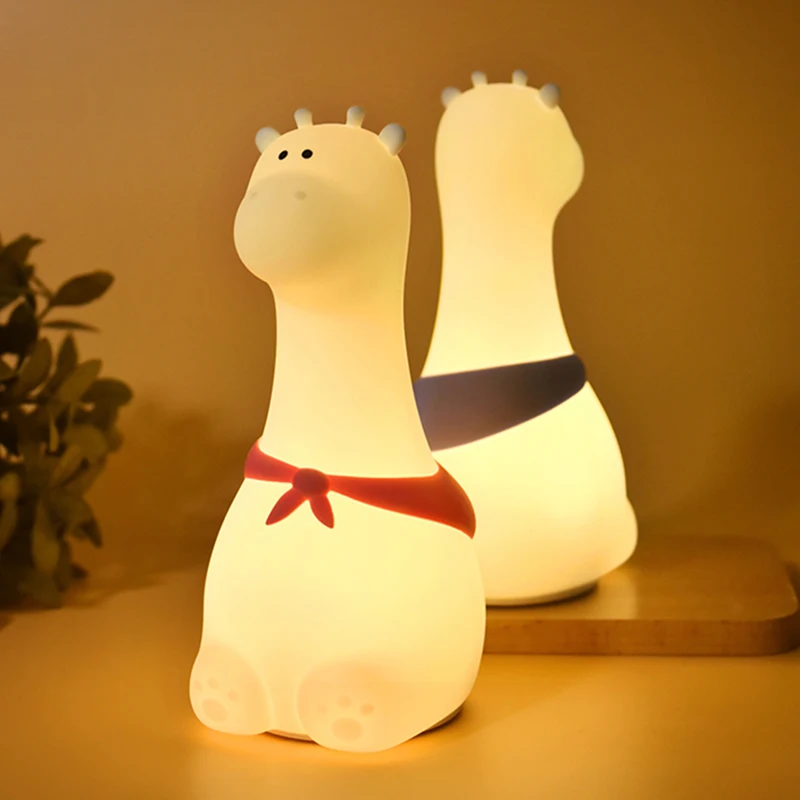 hot Led Night Light Soft Silicone Giraffe Touch Sensor USB Rechargeable Night Lamp Bedroom Decor For Kids Children Gift