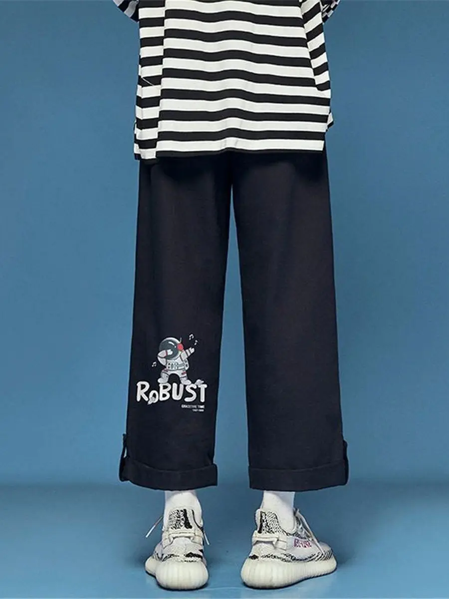 

Брюки женские хлопковые с принтом астронавта, спортивные штаны с завышенной талией в стиле Ins, классные Мультяшные кавайные летние в стиле хип-хоп, в стиле ольччан