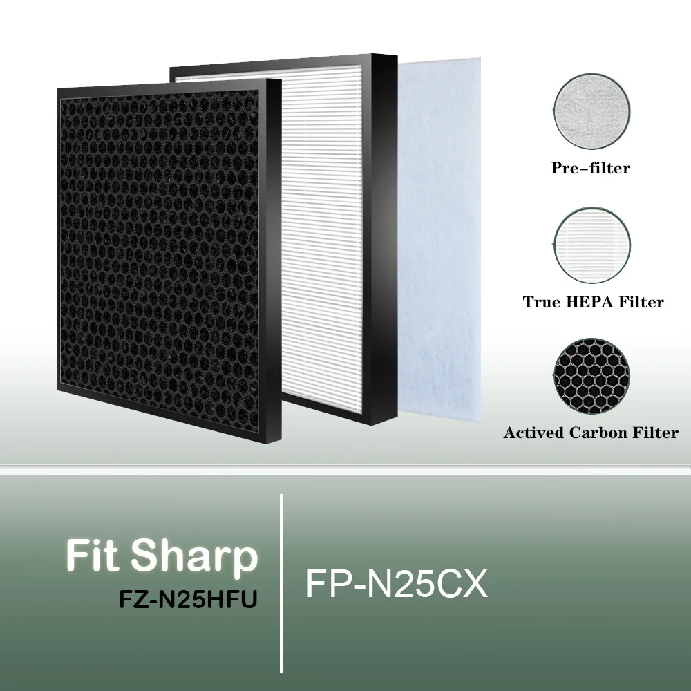 

FZ-N25HFU запасные оригинальные HEPA и карбоновые фильтры для модели FP-N25CX FPN25CX очиститель воздуха Sharp FZN25HFU