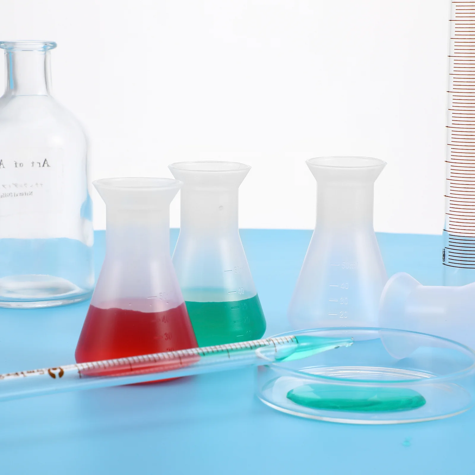 Пластиковая бутылка Эрленмейера для лабораторных инструментов коническая химия