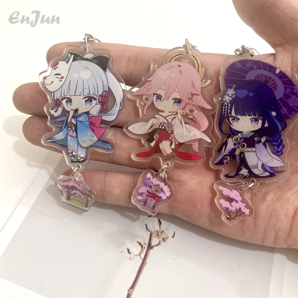 

Anime Genshin Impact Keychain Cute Yae Miko Beelzebul Kamisato Ayaka Cosplay Women Accessories Keyring Cartoon Bag Pendant Gifts