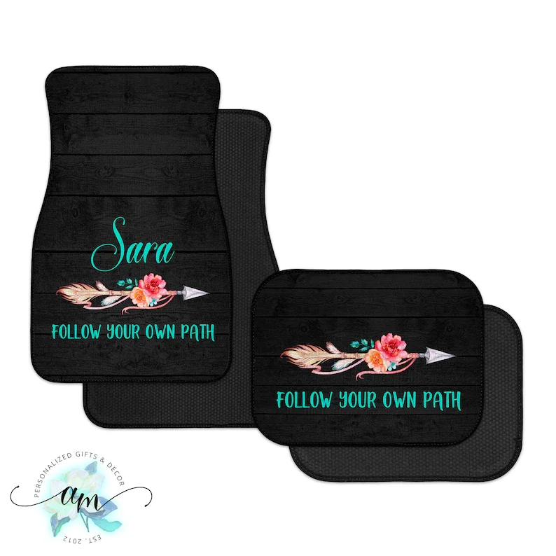 

Personalized Car Mats Floral Arrow Car Mats Car and Auto Accessories, SUV and Truck Floor Mats Gifts for Her
