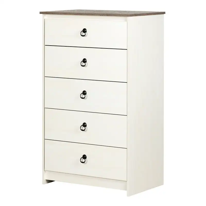 

Plenny 5-Drawer Chest, White Wash and Weathered Oak