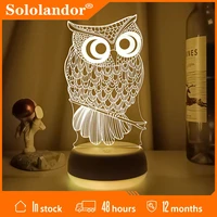 2022 newest night light 3d led night light creative dining table bedside lamp romantic owl lamp children home decoration gift