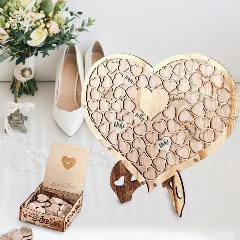 

Гостевая книга, альтернативная деревянная книга в форме сердца для гостей свадьбы, красивый свадебный Декор, новая деревянная коробка в форме сердца для гостей