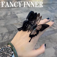 2022 new punk butterfly ring black exaggerate gothic three dimensional vintage finger rings for women jewelry accessories