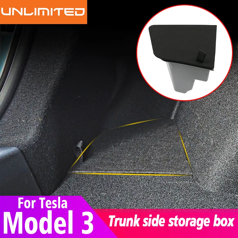 

Car Storage Box Storage Organizer TPE Hidden Trunk Side Pocket For Tesla 2016-2022 Model 3 Interior Decoration Refit Accessories