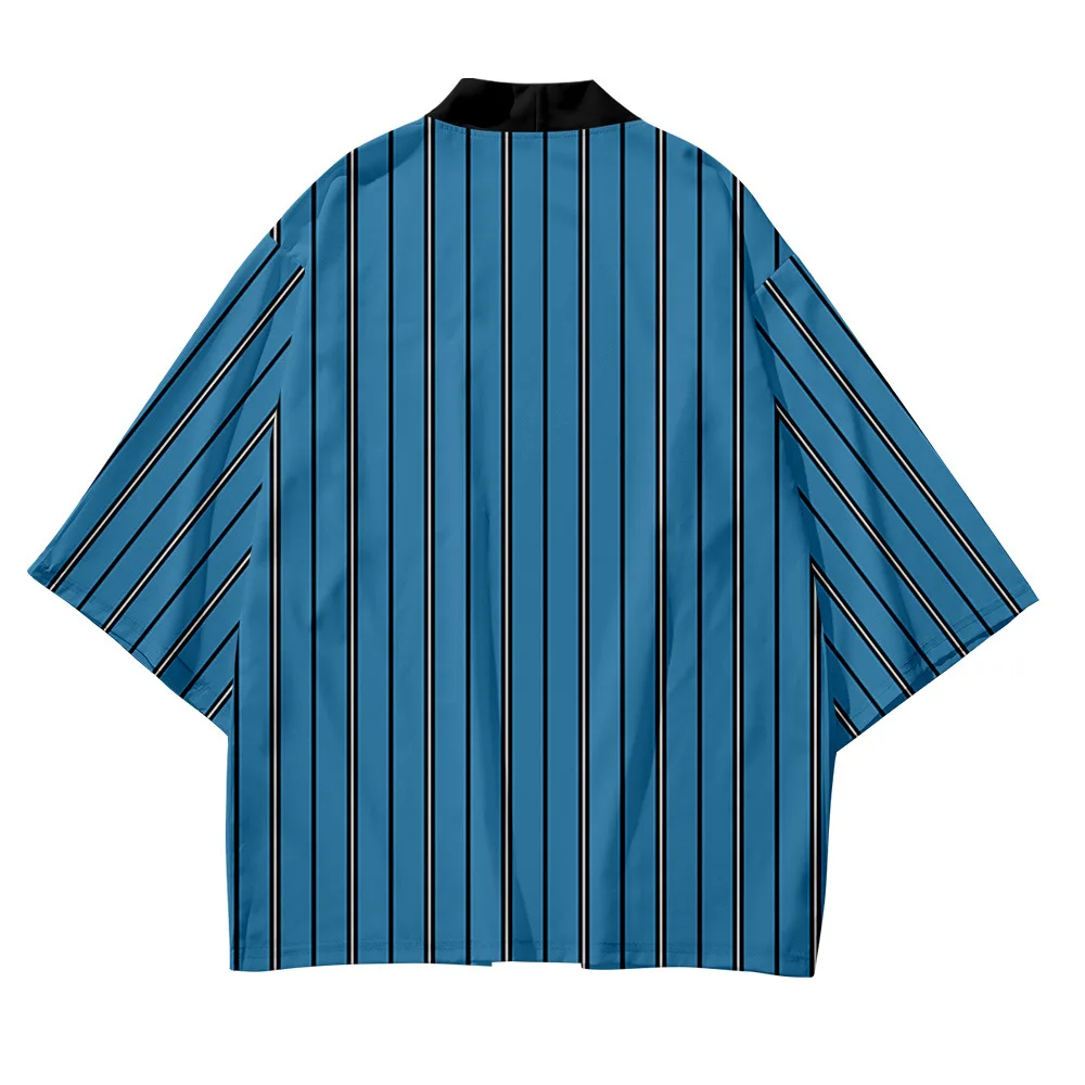 

кимоно пальто blue orange stripe beach japanese kimono cardigan Boy girls haori yukata Novelty robe clothes national style
