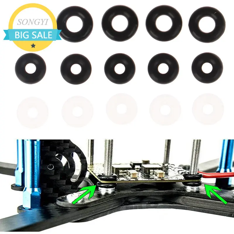 

10pcs M2 M3 O shape Silicone Rubber Washer Shock Absorbor Anti Vibration Damping For F3 F4 Flytower Flight Controller RC Drone