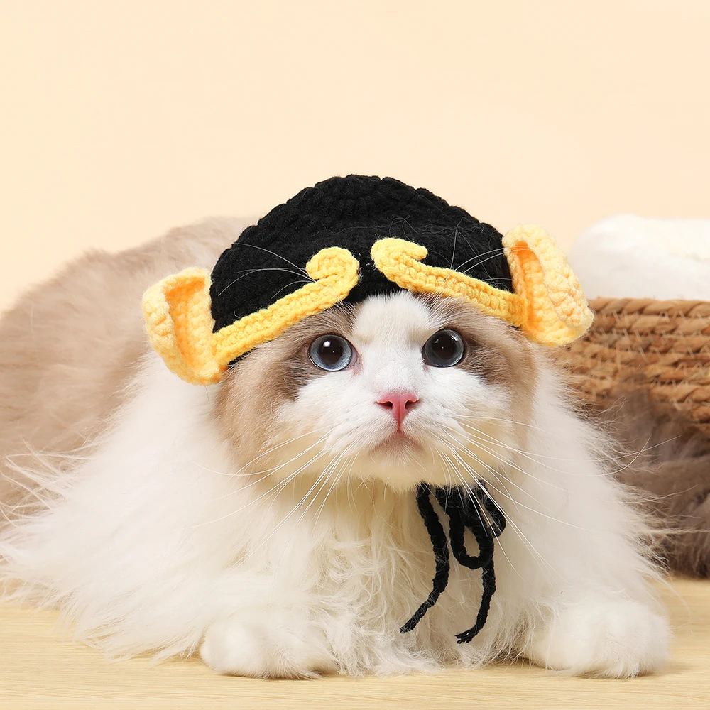 Autumn Winter Cat Hat Elastic Cute Refined Pet Hat Puppy Kittens Knitted Hat Party Photo Shoot Props Decoration Cat Accessories images - 6