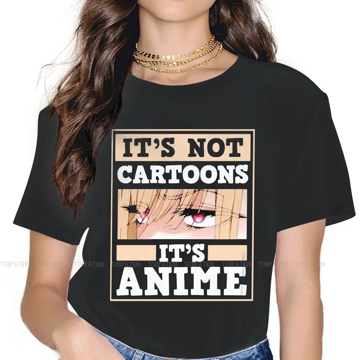 

It's Anime Eyes Style Women Tshirts My Dress-Up Darling Gojo Wakana Anime Aesthetic Vintage Female Clothing Loose Cotton Graphic